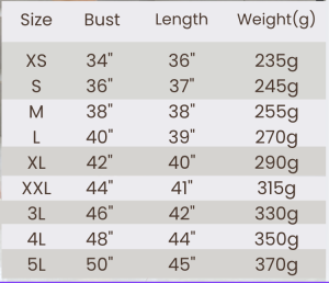 Low Neck Dress Size Chart